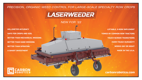 Carbon Robotics Unveils New LaserWeeder with 30 Lasers to Autonomously Eradicate Weeds (Graphic: Business Wire)