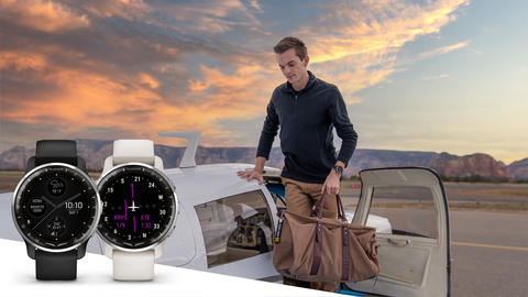 Garmin's new D2™ Air X10 GPS smartwatch offers powerful aviation functionality and new features that lets pilots take calls and use their compatible smartphone’s voice assistant to send texts, ask questions and so much more. (Graphic: Business Wire)
