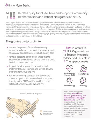 Health Equity Grants to Train and Support Community Health Workers and Patient Navigators in the U.S. (Graphic: Business Wire)