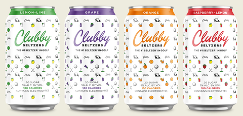 Clubby Seltzers will soon be expanding its flavor line-up to a foursome variety pack, including the original lemon-lime, grape, orange, and raspberry-lemon flavors. Each Clubby Seltzers flavor contains electrolytes and only 100 calories, 2g sugar and 5% ABV. (Photo: Business Wire)