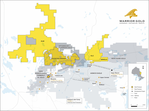 Figure 1. Warrior Gold Land Position in the Kirkland Lake Camp (Graphic: Business Wire)