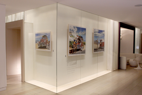 thumbnail Artlounge Collective is now showing artist Justin Prough's 'Fictional Reality of California Beach Culture' in the Magic Box at the Mondrian Los Angeles Hotel, located along the famed Sunset Boulevard in West Hollywood, through March 27, 2022. [photo credit: Artlounge Collective]