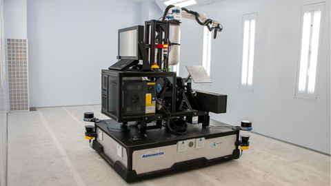 Aerobotix’s automated guided vehicle (or mobile robot), along with the Advanced Microwave Mapping Probe, developed by Compass Technology Group. (Photo: Business Wire)