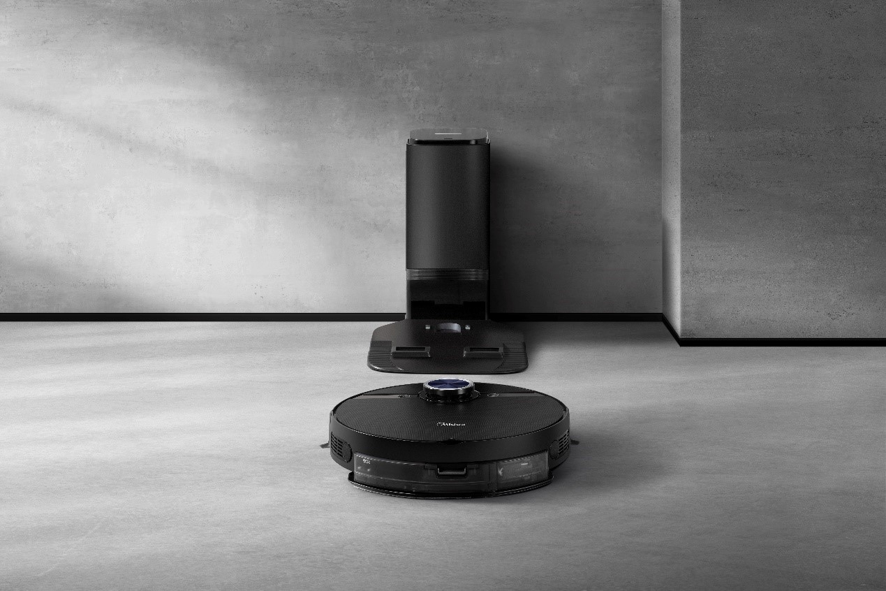 smart robot cleans modern house. Internet of things. Smart home