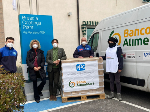 PPG provided almost $450,000 last year for pandemic-related relief efforts in EMEA. Among the recipients was Banco Alimentare della Lombardia, which delivers surplus and donated food to people in the Lombardy region of Italy. (Photo: Business Wire)