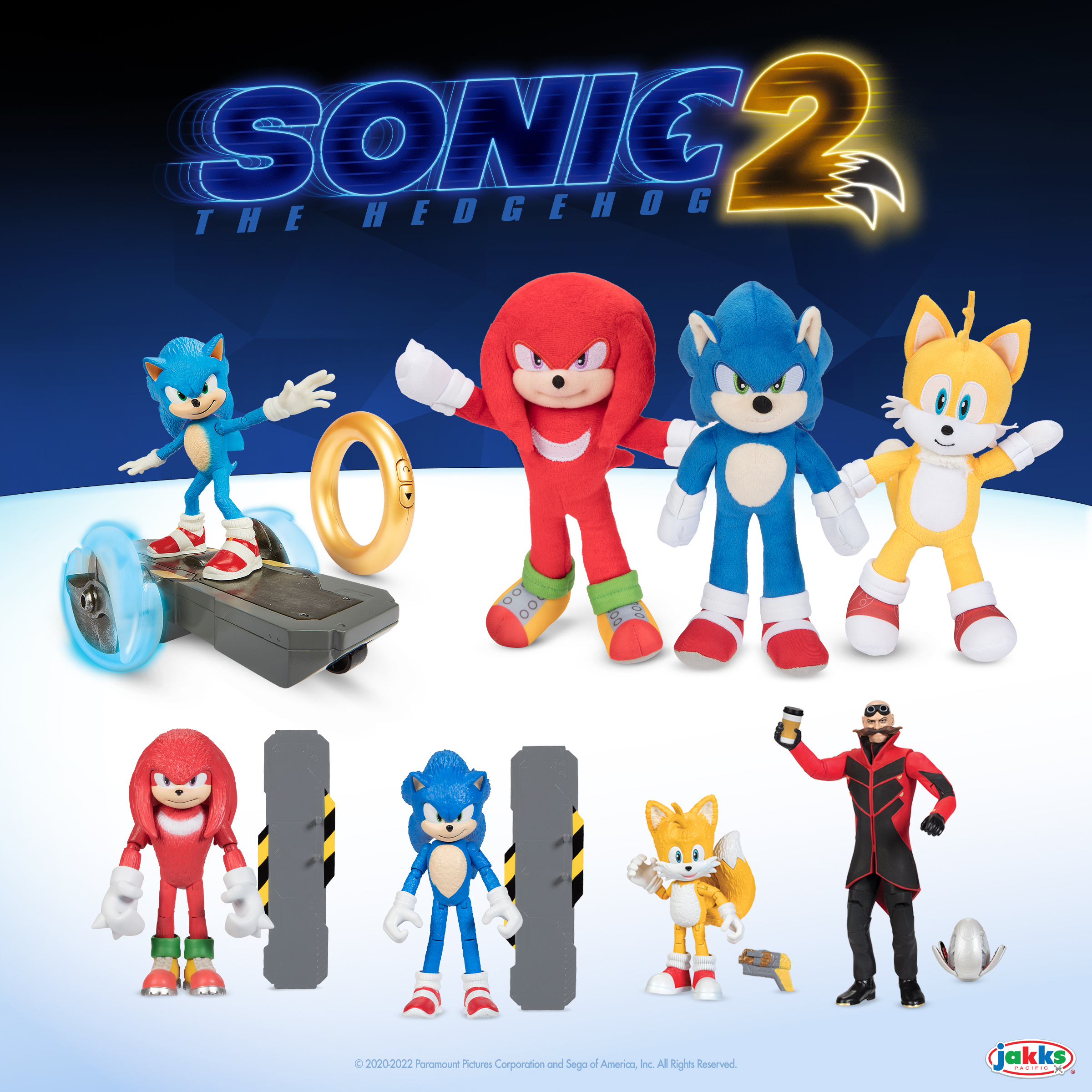 SONIC TAILS KNUCKLES Jakks - Action Figures Sonic 2 O Filme
