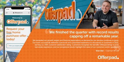 Brian Bair also noted that “Offerpad’s agility enables a dynamic model that adjusts to changes inherent in the real estate industry. Our leadership team understands the market and has decades of experience, creating confidence in the sustainability of our long-term growth and a path to consistent profitability.” (Graphic: Business Wire)