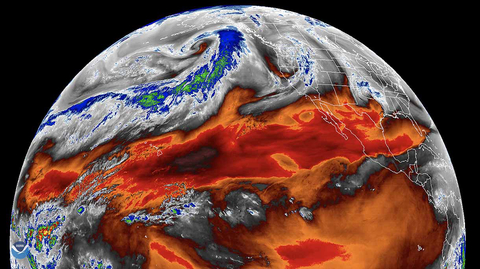Atmospheric river flowing across the northern Pacific Ocean captured by L3Harris’ Advanced Baseline Imager onboard the GOES-West satellite. Credit: CIRA/NOAA