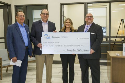 Left to right: David House, board chair at Renewal Ranch; Tom Nelson, president, Conway, Arkansas, community bank at BancorpSouth Bank; Elizabeth Jewell, senior affordable housing analyst, FHLB Dallas; and James A. Loy, executive director at Renewal Ranch. (Photo: Business Wire)