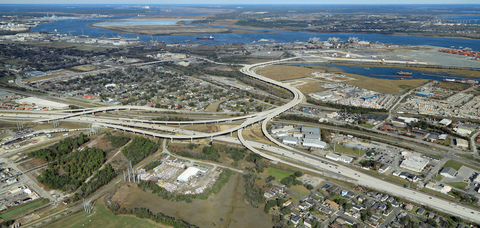 An aerial view of the Port Access Road in Charleston, South Carolina with the Hugh K. Leatherman, Sr. terminal visible in the background. (Photo: Business Wire)