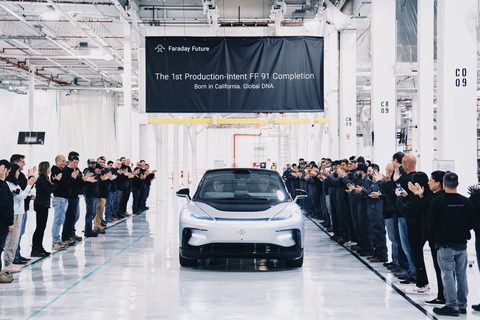 Faraday Future Unveils First Production-Intent FF 91 EV Manufactured at its Hanford, Calif. Plant (Photo: Business Wire)
