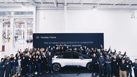 Faraday Future Unveils First Production-Intent FF 91 EV Manufactured at its Hanford, Calif. Plant (Photo: Business Wire)
