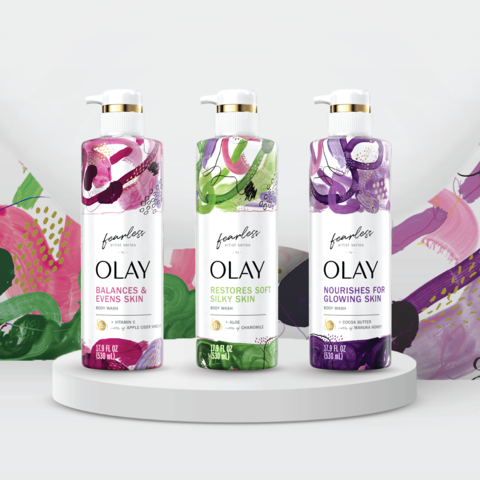 Olay Body is launching the Fearless Artist Series, a new collection of body washes that feature bottle artwork designed by African American artist, Avery Williamson, and formulas specially crafted by a diverse team of women. (Photo: Business Wire)