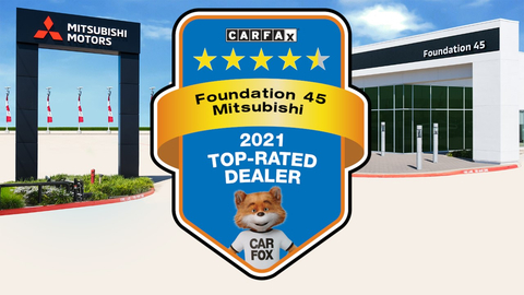 Foundation 45 Mitsubishi in Spring, TX. is being recognized in the third annual CARFAX Top-Rated Dealer Program. foundation 45 Mitsubishi was rated 5 stars for sales and 4.5 stars for service; with an overall rating of 4.5 stars. This elite group of dealers is being celebrated for their exceptional customer service. (Photo: Business Wire)