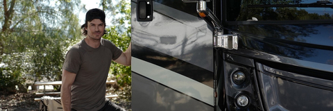 Throughout 2022, Ian Somerhalder is traveling the country in a luxury Fleetwood RV Discovery® LXE 40M. (Photo: Business Wire)