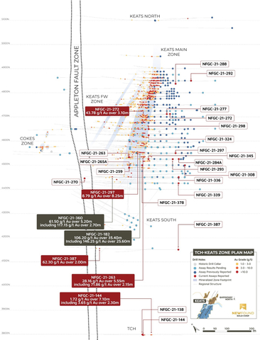 thumbnail Figure 3. Keats Zone plan view map, including the TCH area to the south. (Graphic: Business Wire)