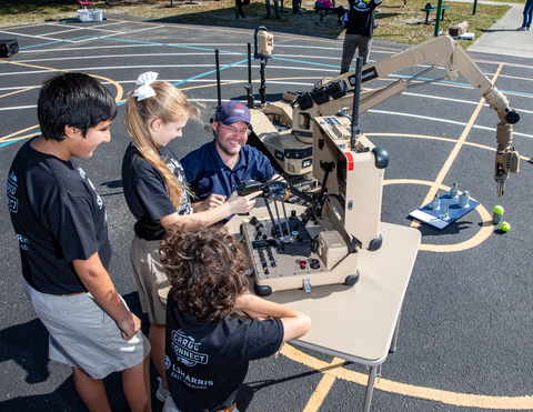 Students from West Melbourne School for Science in Florida operate a T7 robot, with the guidance of engineers from L3Harris Technologies, as part of a series of events the company hosted around the world to inspire future innovators during National Engineers Week (EWeek), February 20-26. (Photo: Business Wire)