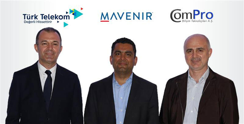 From left to right: Türk Telekom, CTO, Yusuf Kiraç; Mavenir, SVP, RAN Business Unit, Puneet Sethi; ComPro, Vice President, Hakan Yildiz, Vice President. (Photo: Business Wire)