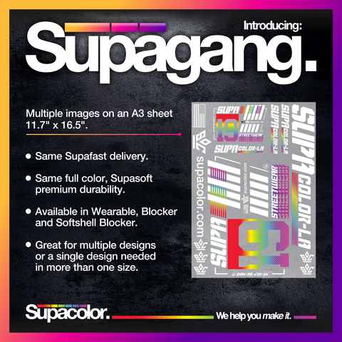 Supacolor, makers of The World's Best Heat Transfer™, have introduced the Supagang. You can now print multiple images on a single heat transfer sheet. (Graphic: Business Wire)