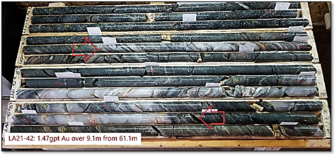 Figure 2: Photograph of the LSZ drill core in LA21-42 (Photo: Business Wire)