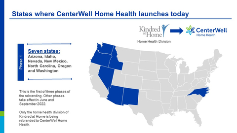 CenterWell Home Health is launching in seven states on March 1, 2022. (Graphic: Business Wire)