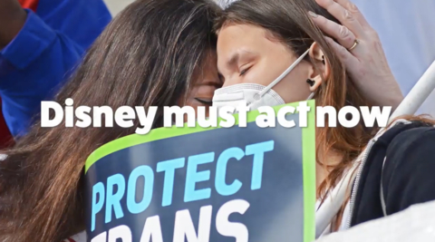 thumbnail A screengrab from AHF's new TV spot urging the Walt Disney Company to speak out against the hateful "Don't Say Gay" legislation pending in Florida.