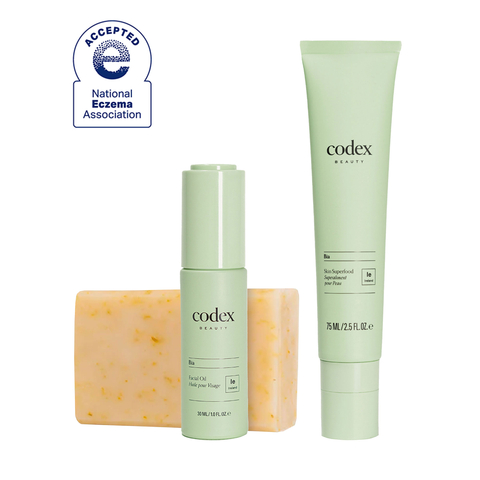 Codex Beauty Labs’ Bia Skin Superfood, Bia Facial Oil, and Bia Unscented Soap have recently been granted a Seal of Acceptance™ by the National Eczema Association. The Seal of Acceptance™ demonstrates that these products avoid ingredients known to irritate and are suitable for care of eczema or sensitive skin. Codex Beauty Labs’ clinically proven solutions use Omega-3, Ceramides, Calendula, Vitamins A, B12, C, D, E, F, K, and Hyaluronic Acid to protect and restore the skin barrier. (Photo: Business Wire)
