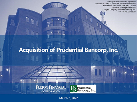 Fulton Financial Acquisition of Prudential Bancorp, Inc.