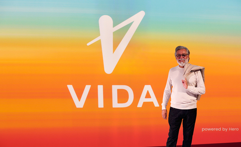 Dr Pawan Munjal, Chairman & CEO, Hero MotoCorp at the unveiling of the new brand logo and the ‘sunrise’ visual identity of Vida, a world new brand for electric mobility. (Photo: Business Wire)