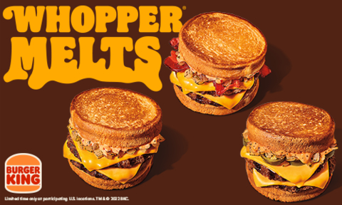 Burger King® Whopper® Melts — Three New Handheld Toasted Sandwiches — Now Available Nationwide (Photo: Business Wire)