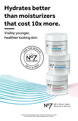 In the US, results of a new instrumental skin hydration study showed No7’s age defying day creams hydrate better than moisturizers that cost 10x more.(Photo: Business Wire)