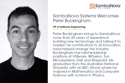 Peter Buckingham Joins SambaNova as VP of Software Engineering (Photo: Business Wire)