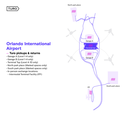 MCO map of Turo designated areas (Graphic: Business Wire)