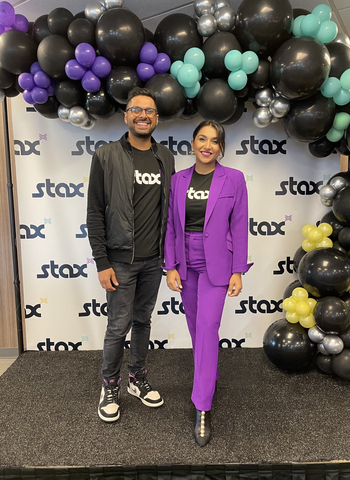 Founders Suneera Madhani, CEO, and Sal Rehmetullah, president, launch Stax to unicorn status. (Photo: Business Wire)