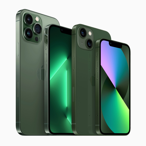 A sophisticated alpine green and stunning green join the iPhone 13 lineup. (Photo: Business Wire)