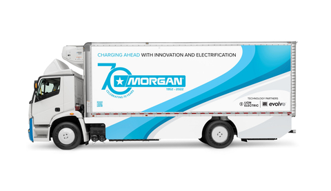 Morgan Truck Body’s new Refrigerated Truck Body for electric chassis features state-of-the-art materials and technologies that maximize thermal efficiency, lighten the load and provide heightened situational awareness. (Graphic: Business Wire)