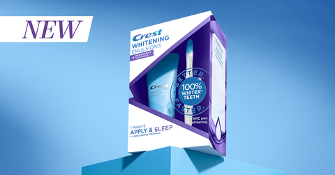 Apply & sleep with new Crest Whitening Emulsions + Overnight Freshness, an expansion to Crest’s award-winning line of leave-on teeth whitening treatments that provides the added convenience of applying before bed for fresher breath and a whiter smile the next day. (Photo: Business Wire)