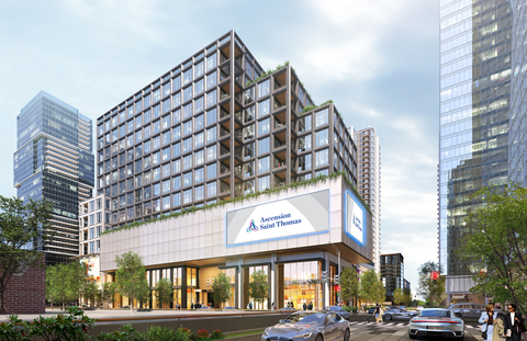 Ascension Saint Thomas will be a Founding Partner and Official Healthcare Partner of Nashville Yards, and 18-acre entertainment district, now under construction in Nashville, Tenn. Rendering courtesy of co-developers AEG and Southwest Value Partners. (Graphic: Business Wire)