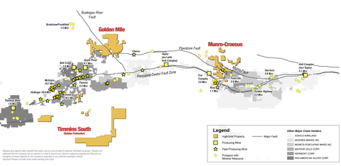 original Figure 1 – Location of HighGold Projects in Timmins Gold Camp, Ontario (Graphic: Business Wire)