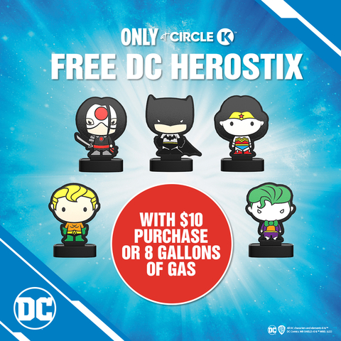 Featuring a famous lineup of 24 DC Comic heroes, villians and symbols, the HeroStix Collectibles are only available at participating Circle K stores in 20 select states across the country. (Photo: Business Wire)