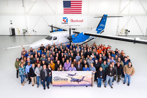 FAA officials and Textron Aviation employees mark type certification of the Cessna SkyCourier. (Photo: Business Wire)