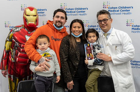 Dr. Nicholas Bastidas (far right) with Luca Vacchio (2nd from right) and Luca’s family. Credit Northwell Health.