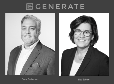 Generate Capital Promotes Darryl Carbonaro to General Counsel; Hires Lisa Schule as Managing Director for Corporate Equity Investments (Graphic: Business Wire)