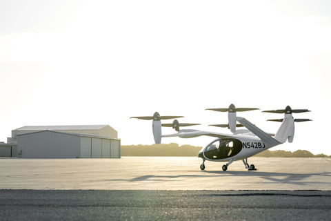 Joby’s all-electric aircraft on the tarmac at the Company’s facility in Marina, CA. (Photo: Business Wire)