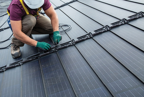 Elite Roof & Solar installers can now install the new GAF Timberline Solar Shingle throughout the Carolinas. It is a nailable, walkable, durable solar panel that lays directly on the roof decking. (Photo: Business Wire)