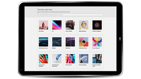 Schwab’s thematic stock lists (Image provided by Schwab)