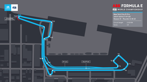 Map of the NYC E-Prix Circuit, on the Streets of Red Hook in Brooklyn. (Graphic: Business Wire)