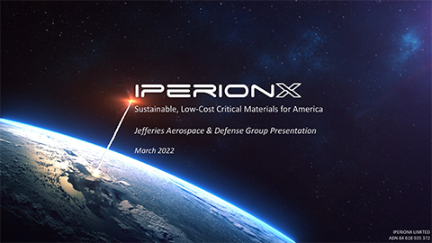 IperionX presentation to Jefferies Aerospace and Defense Group.