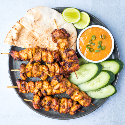 Miso Marinated Air Fryer Chicken Kebabs with Spicy Peanut Sauce (Photo: Business Wire)