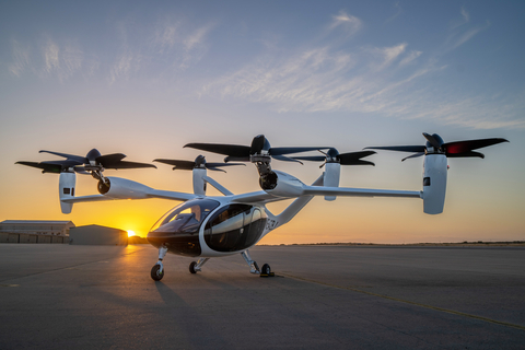Joby's all-electric aircraft on the tarmac at the company's facility in Marina, CA. (Photo: Business Wire)